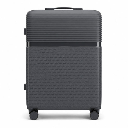 Combo Maleta M 24" Gris Grafito Marksman Ultra Resistente + Mochila Viaje Viral Resistente agua 30L Negro Sleve Expandible