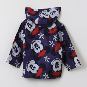 Combo Lluvia Niña: Paraguas Arcoíris Cambia Color Celeste + Impermeable Cara Minnie