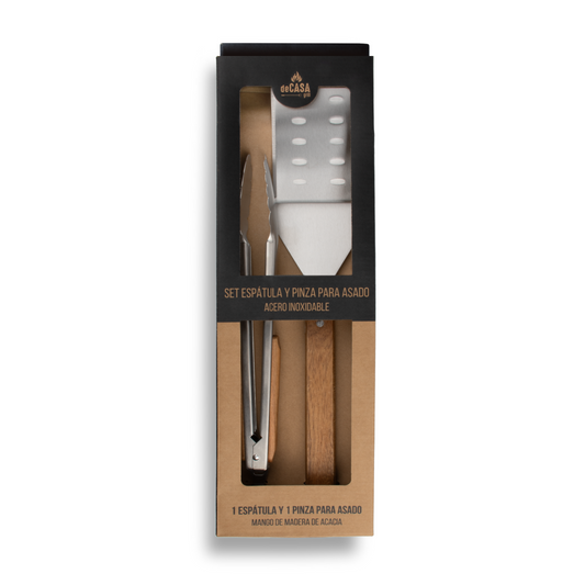 Set Espatula Y Pinza Para Asado