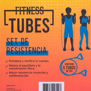 Combo Fitness: Tonificador  + 5 Tubos Elásticos de Resistencia + Mancuernas