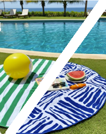 Combo 2 Toallas: 1 Toalla Playa Aqua 153X163Cm + Toalla de Playa Redonda 150 cm surtida