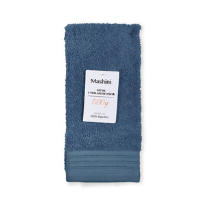 Combo Set 2 Toallas 500 GSM 30x50 + 1 Toalla 500 Grs. 90x150 Azul Mashini