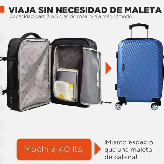 Mochila De Viaje Viral (Cabina Avión). Resistente al Agua. 40L Hardley, Premium Beige
