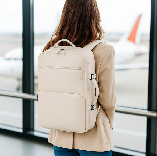 Mochila Viaje Viral (Cabina Avión) 31L Premium Beige. Resistente al agua