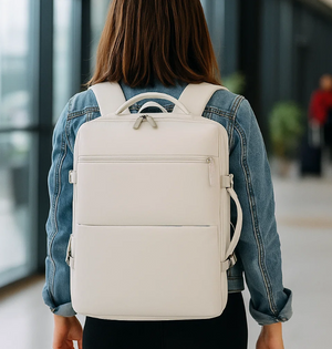 Mochila Viaje Viral 40L Premium Beige. Expandible.(Cabina Avión)