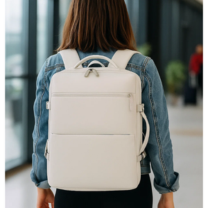 Mochila Viaje Viral 40L Premium Beige Travel . Expandible.(Cabina Avión)