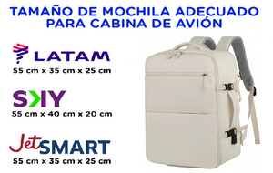 Combo: Mochila Viaje (Cabina Avión) 34L. Negro + Mochila Viaje Viral (Cabina Avión) 31L Premium Beige. Resistente al agua