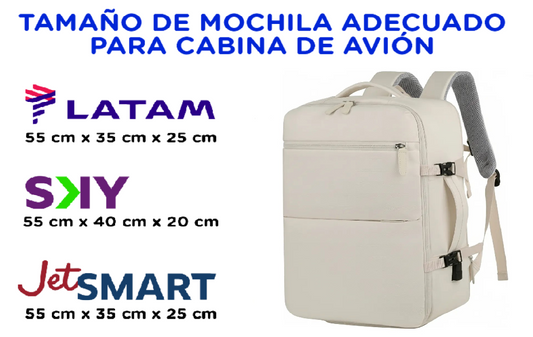 Mochila Viaje Expandible 40L Premium Beige