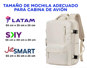 Combo: Mochila Viaje Viral (Cabina Avión) 31L Premium Beige. + Toalla de Playa Redonda 150 cm. 2 Colores (surtida). + Lentes de Sol Rotter & Krauss M2