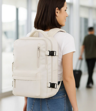 Mochila Viaje Viral (Cabina Avión) 31L Premium Beige. Resistente al agua