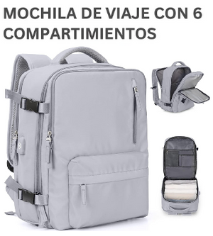 Combo 2 Mochilas de Viaje Viral Grey.(Cabina Avión) 31L. Resistente al agua.