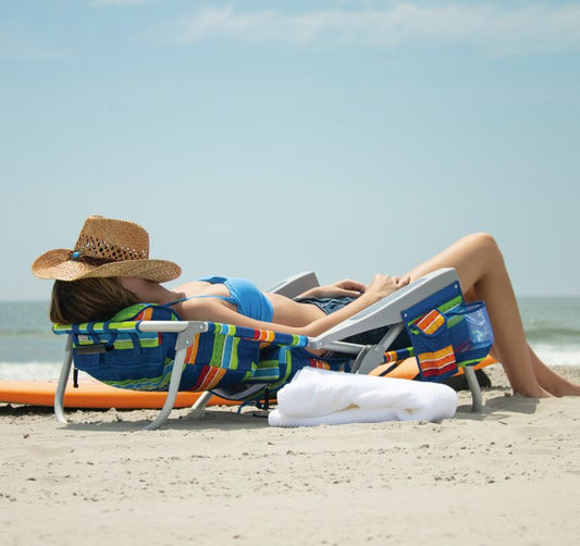 Silla Playa Premium:  180° Flat, Reclinable con almohadilla