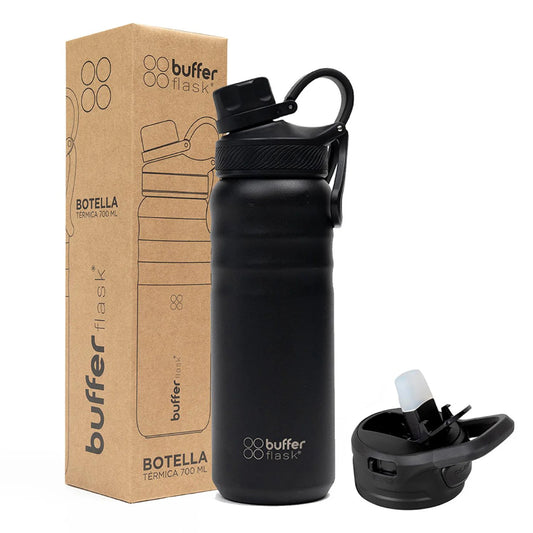 Botella Agua Térmica Yosemite 700ml + 2 tapas  Black